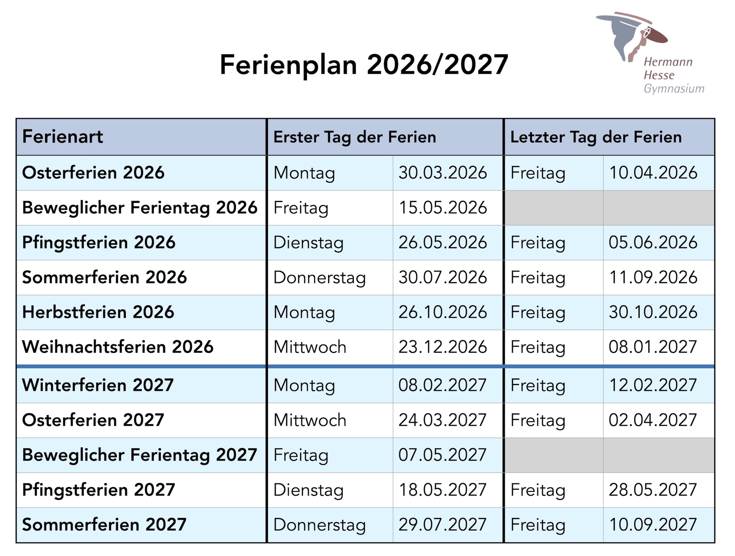 Ferienplan 20262027B
